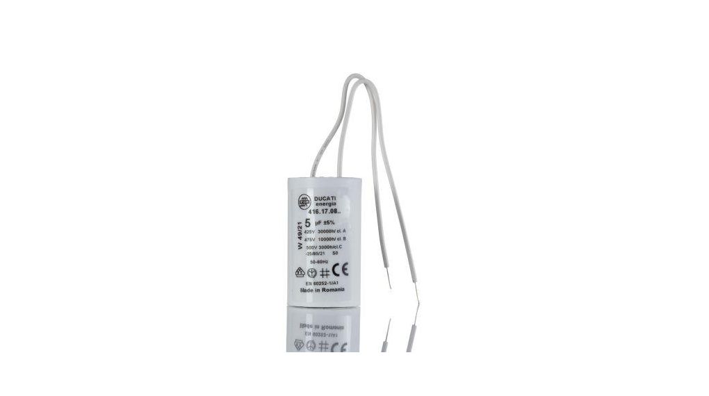4.16.17 Polypropylene Film Capacitor, 400 ... 450V ac, ±5%, 5uF, Plug In